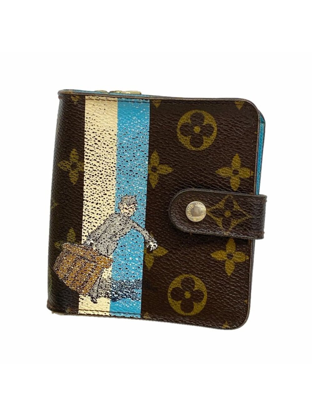 Louis Vuitton Wallet Monogram Groom Compact Zip Blue